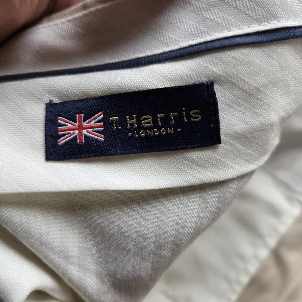 T. Harris Dress Pants Mens 36x30 Beige Pleated Cuffed Chino Regular Fit